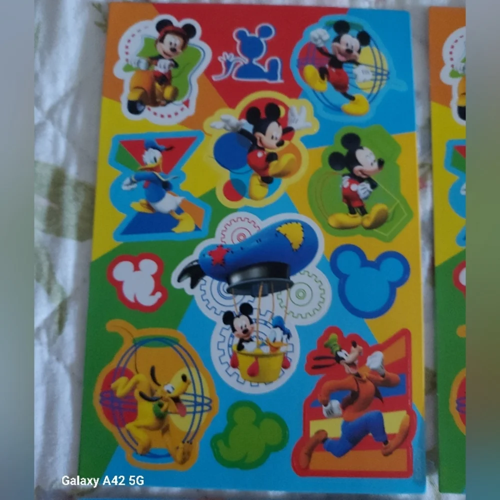4 Sheets Disney Mickey Mouse Cartoon Stickers. Bags, Books, School, Bottle